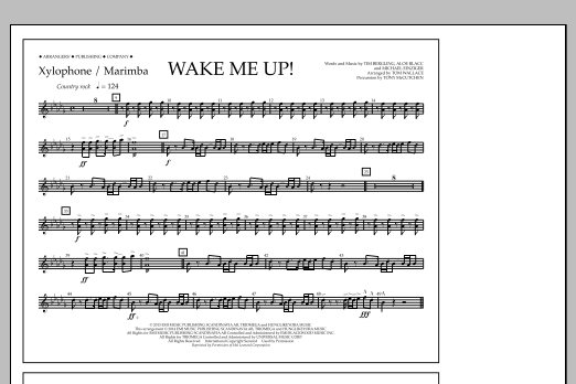 Download Tom Wallace Wake Me Up! - Xylophone/Marimba Sheet Music and learn how to play Marching Band PDF digital score in minutes