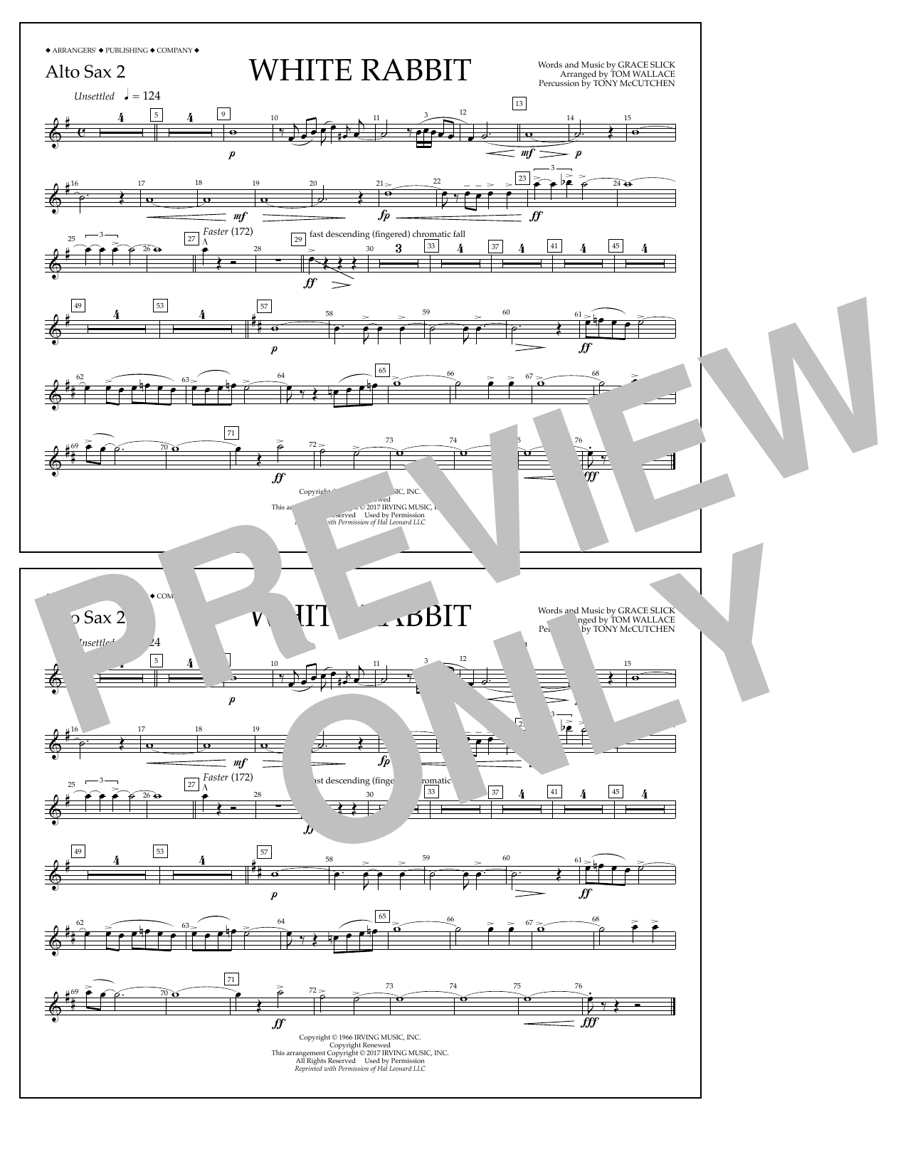 Download Tom Wallace White Rabbit - Alto Sax 2 Sheet Music and learn how to play Marching Band PDF digital score in minutes