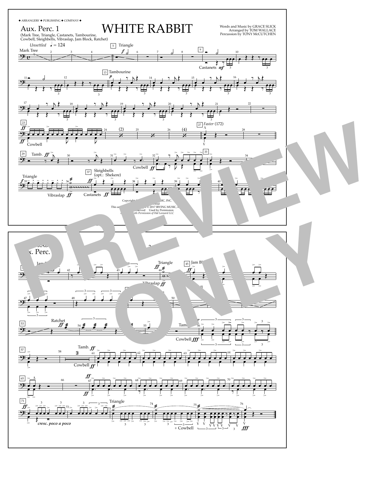 Download Tom Wallace White Rabbit - Aux. Perc. 1 Sheet Music and learn how to play Marching Band PDF digital score in minutes