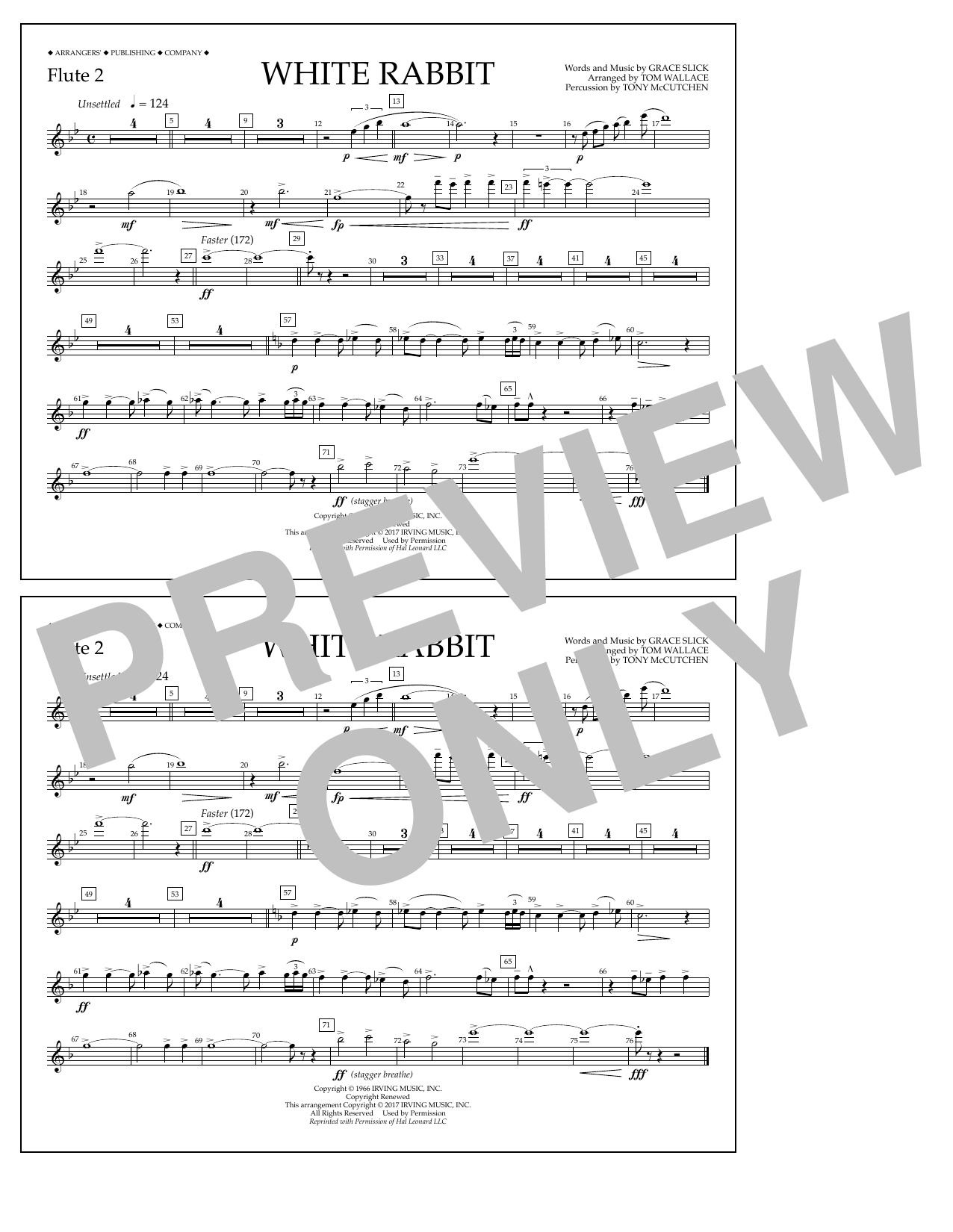 Download Tom Wallace White Rabbit - Flute 2 Sheet Music and learn how to play Marching Band PDF digital score in minutes