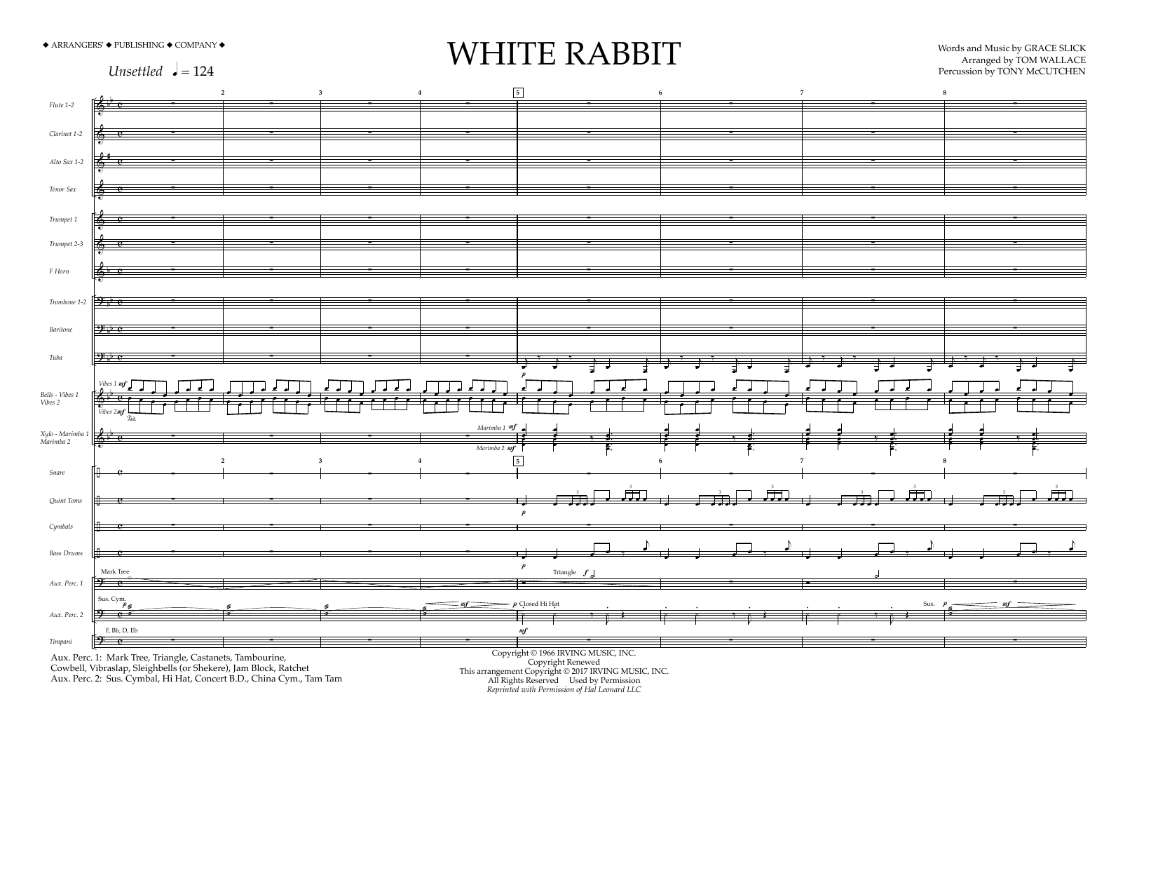 Download Tom Wallace White Rabbit - Full Score Sheet Music and learn how to play Marching Band PDF digital score in minutes