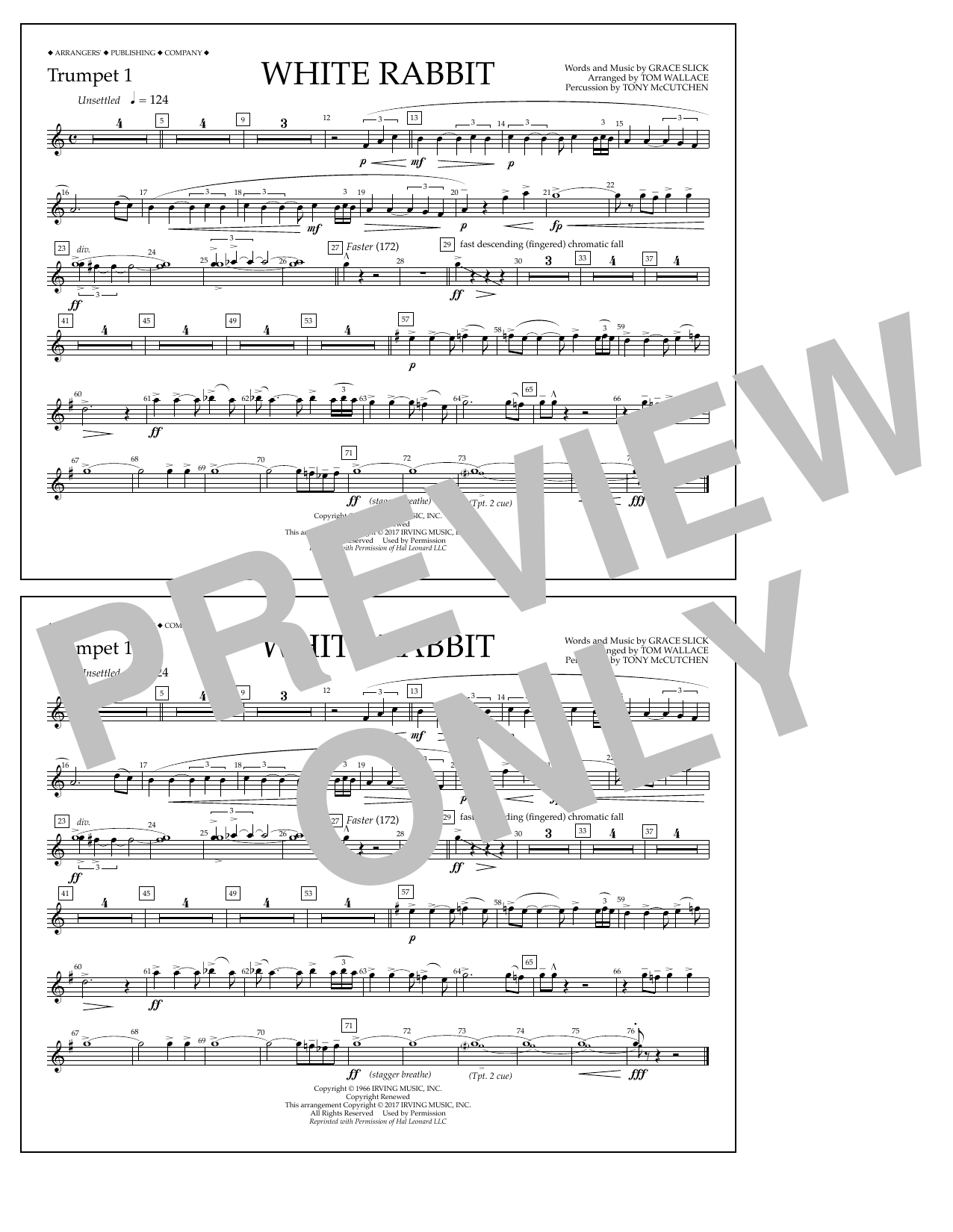 Download Tom Wallace White Rabbit - Trumpet 1 Sheet Music and learn how to play Marching Band PDF digital score in minutes