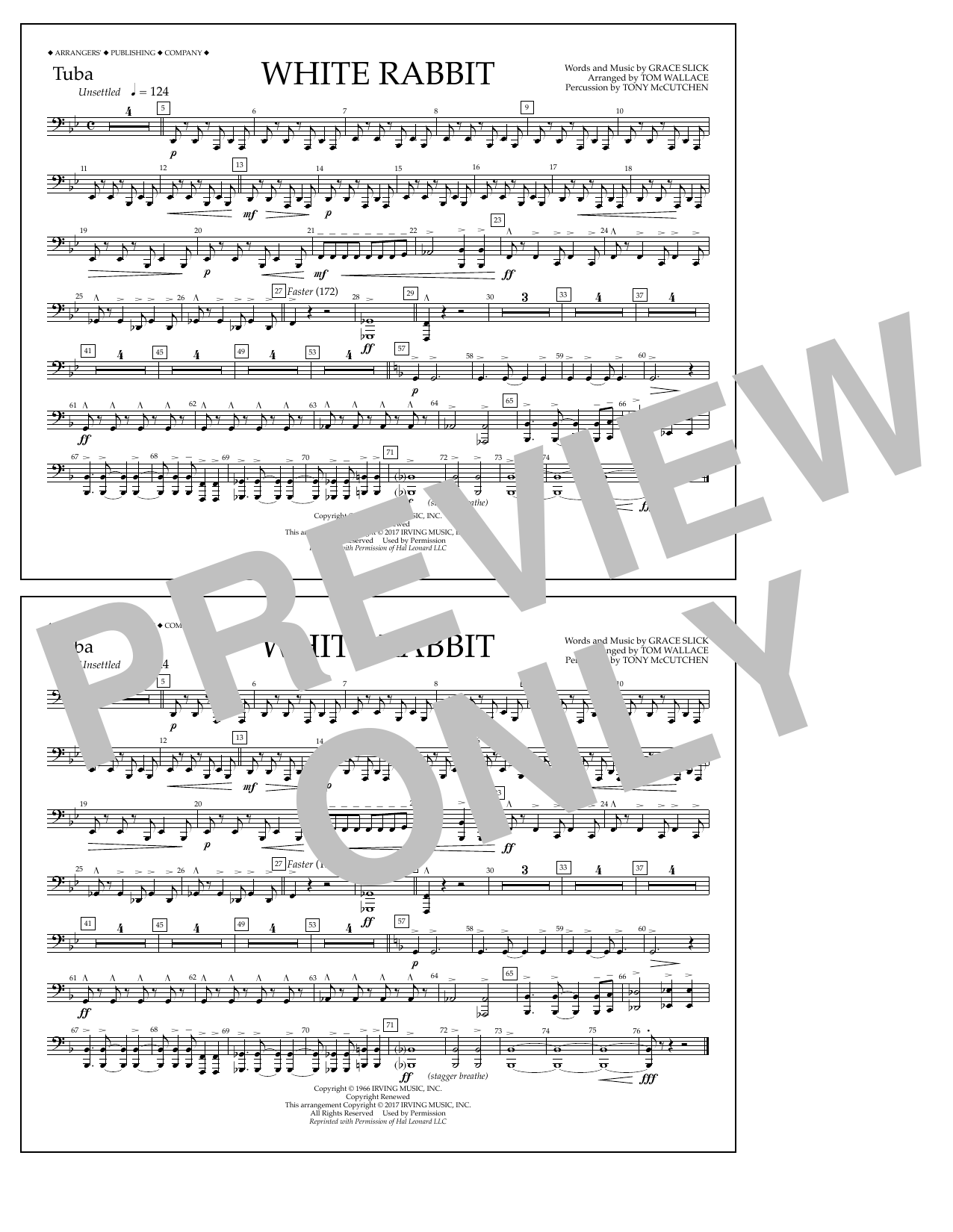 Download Tom Wallace White Rabbit - Tuba Sheet Music and learn how to play Marching Band PDF digital score in minutes