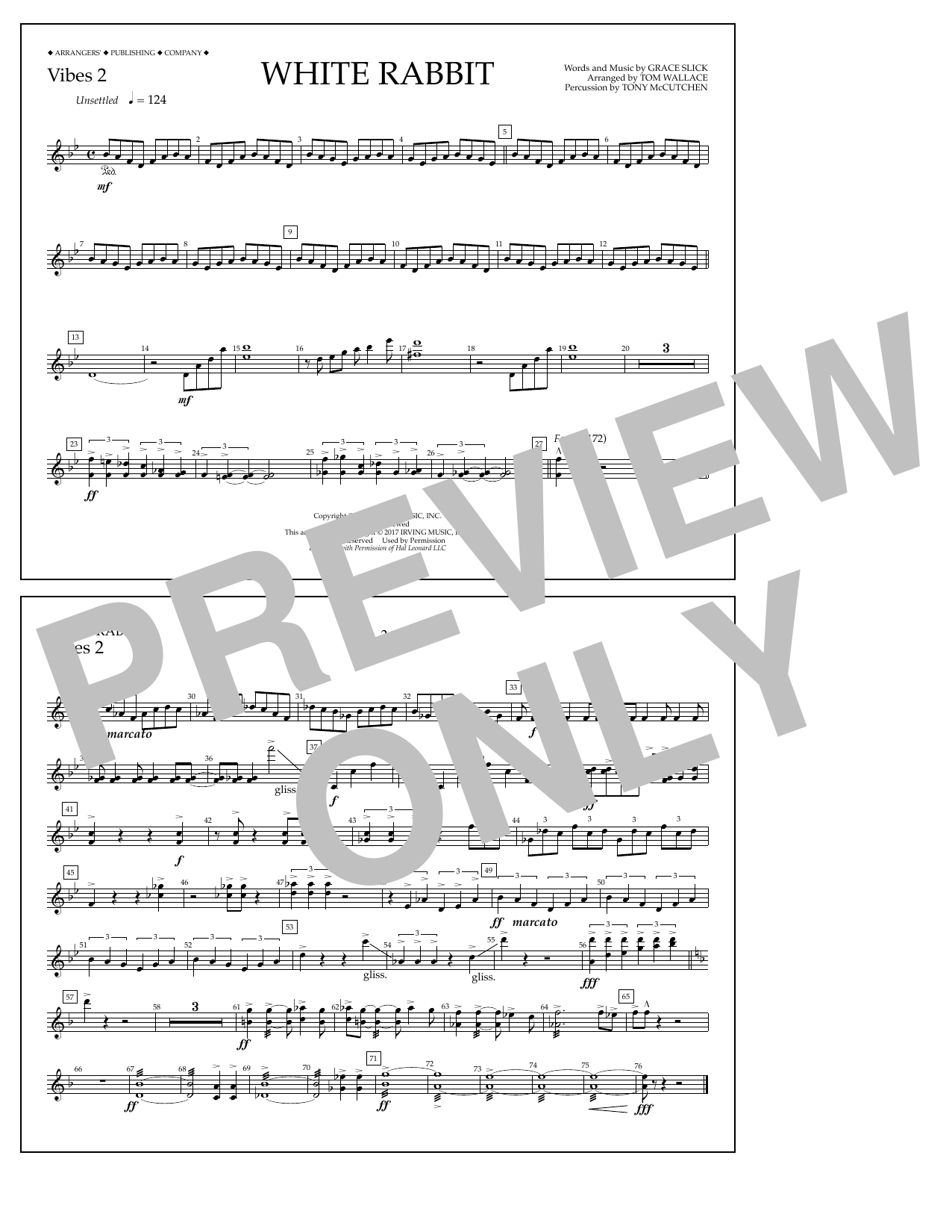 Download Tom Wallace White Rabbit - Vibes 2 Sheet Music and learn how to play Marching Band PDF digital score in minutes