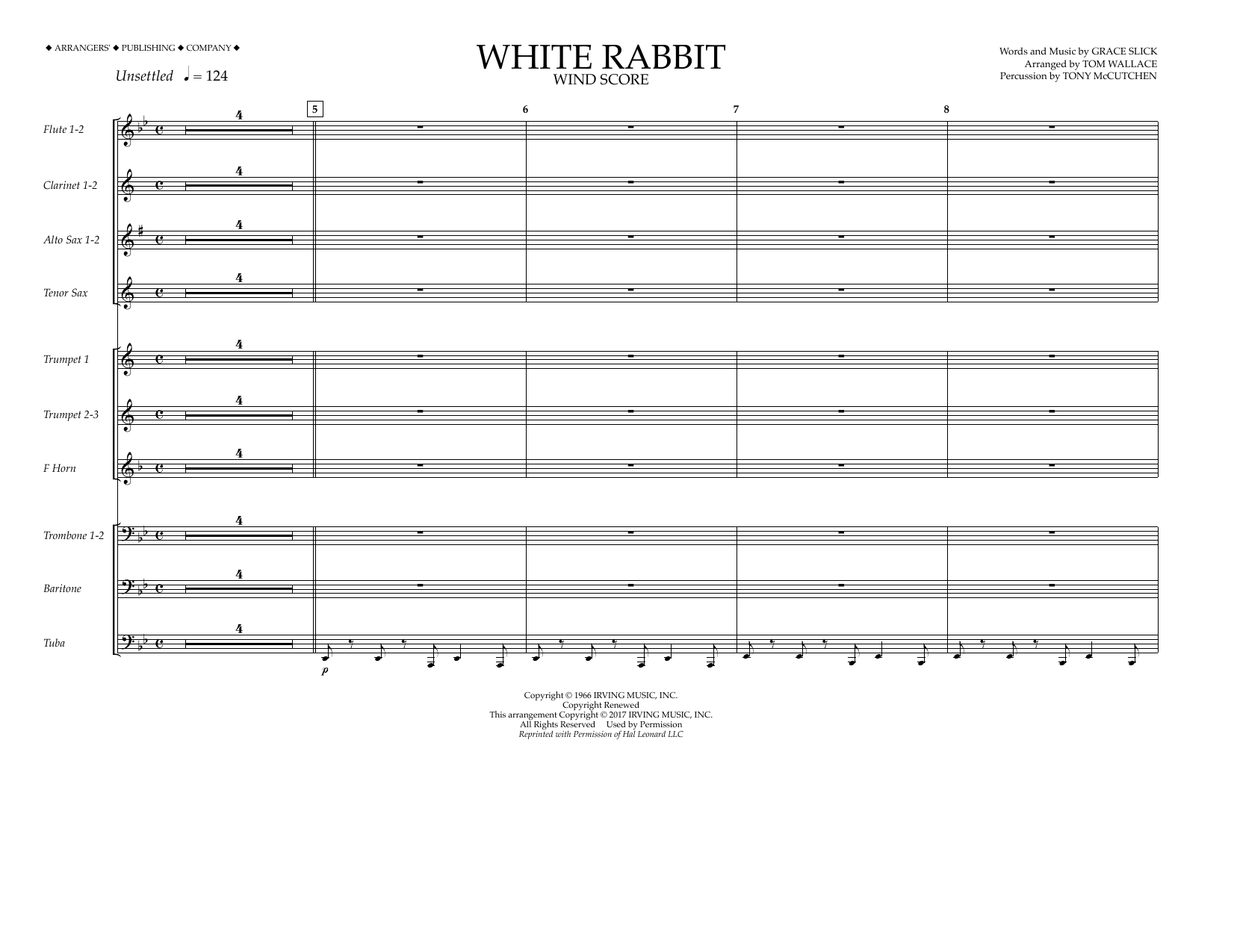 Download Tom Wallace White Rabbit - Wind Score Sheet Music and learn how to play Marching Band PDF digital score in minutes