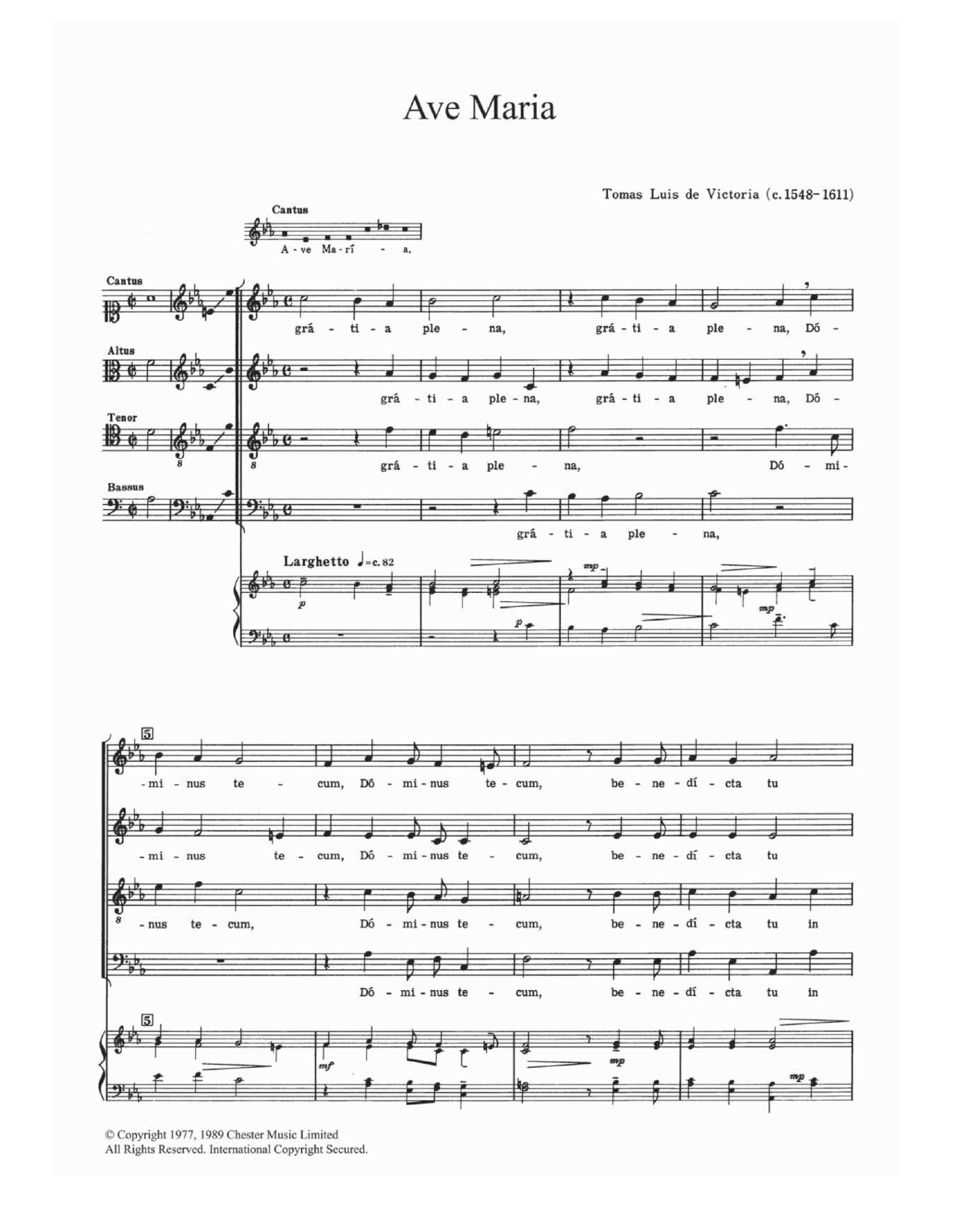 Download Tomas Luis De Victoria Ave Maria Sheet Music and learn how to play SATB PDF digital score in minutes