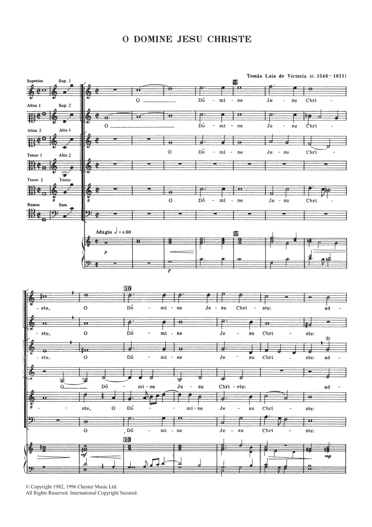 Download Tomas Luis De Victoria O Domine Jesu Christe Sheet Music and learn how to play Choral SAATB PDF digital score in minutes