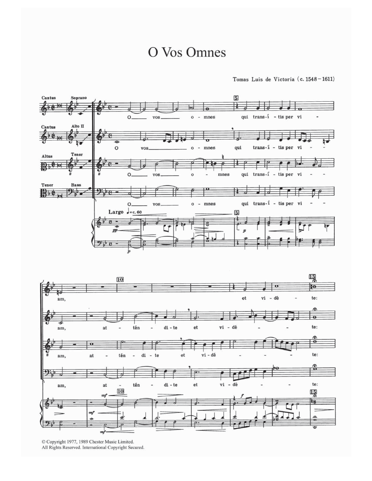 Download Tomas Luis De Victoria O Vos Omnes Sheet Music and learn how to play SATB PDF digital score in minutes