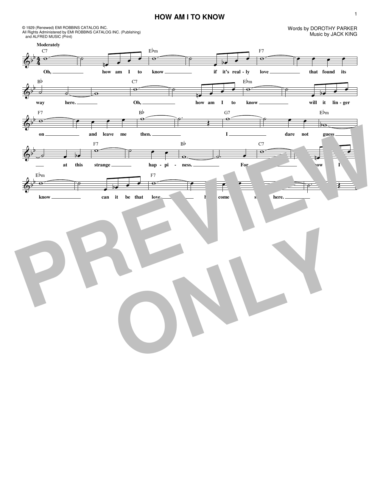 Download Tommy Dorsey & His Orchestra How Am I To Know Sheet Music and learn how to play Real Book – Melody & Chords PDF digital score in minutes