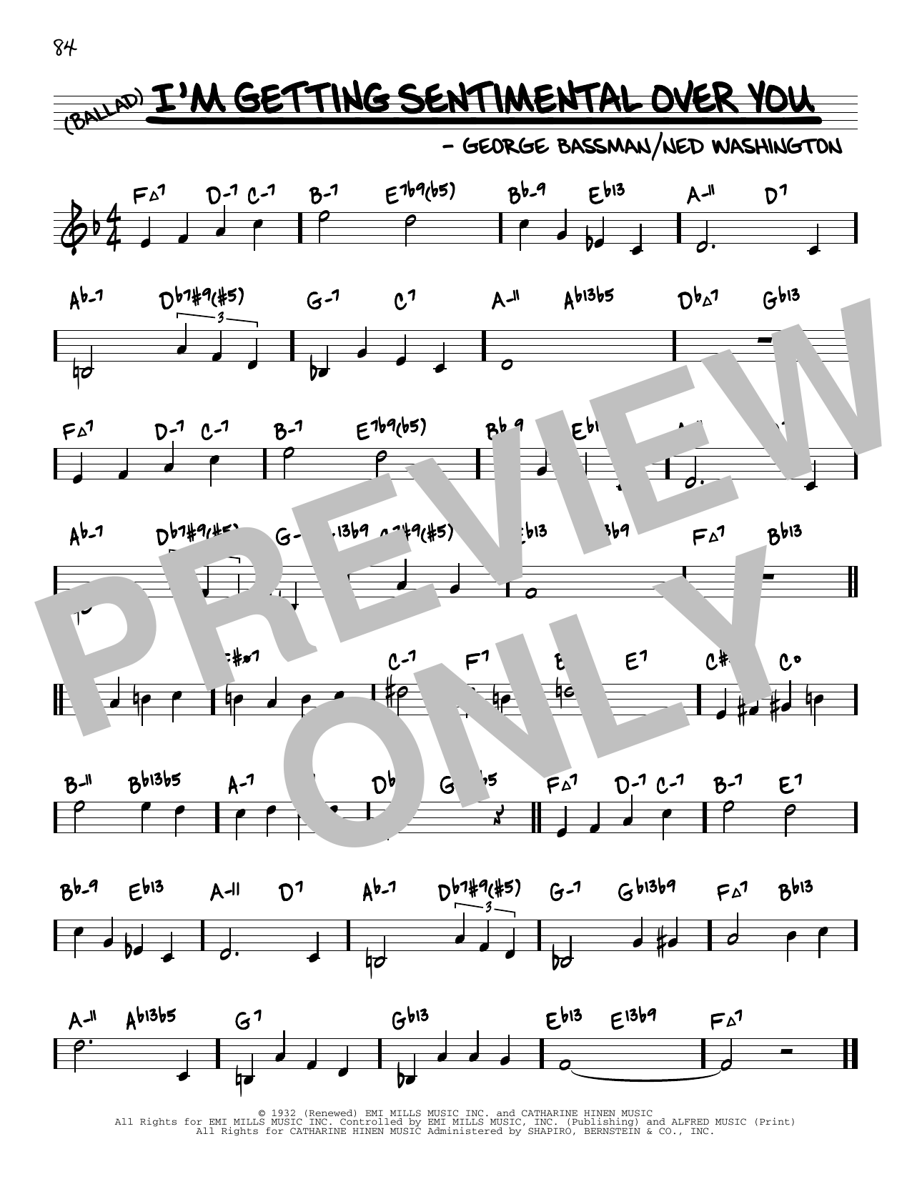 Download Tommy Dorsey and His Orchestra I'm Getting Sentimental Over You (arr. David Hazeltine) Sheet Music and learn how to play Real Book – Enhanced Chords PDF digital score in minutes