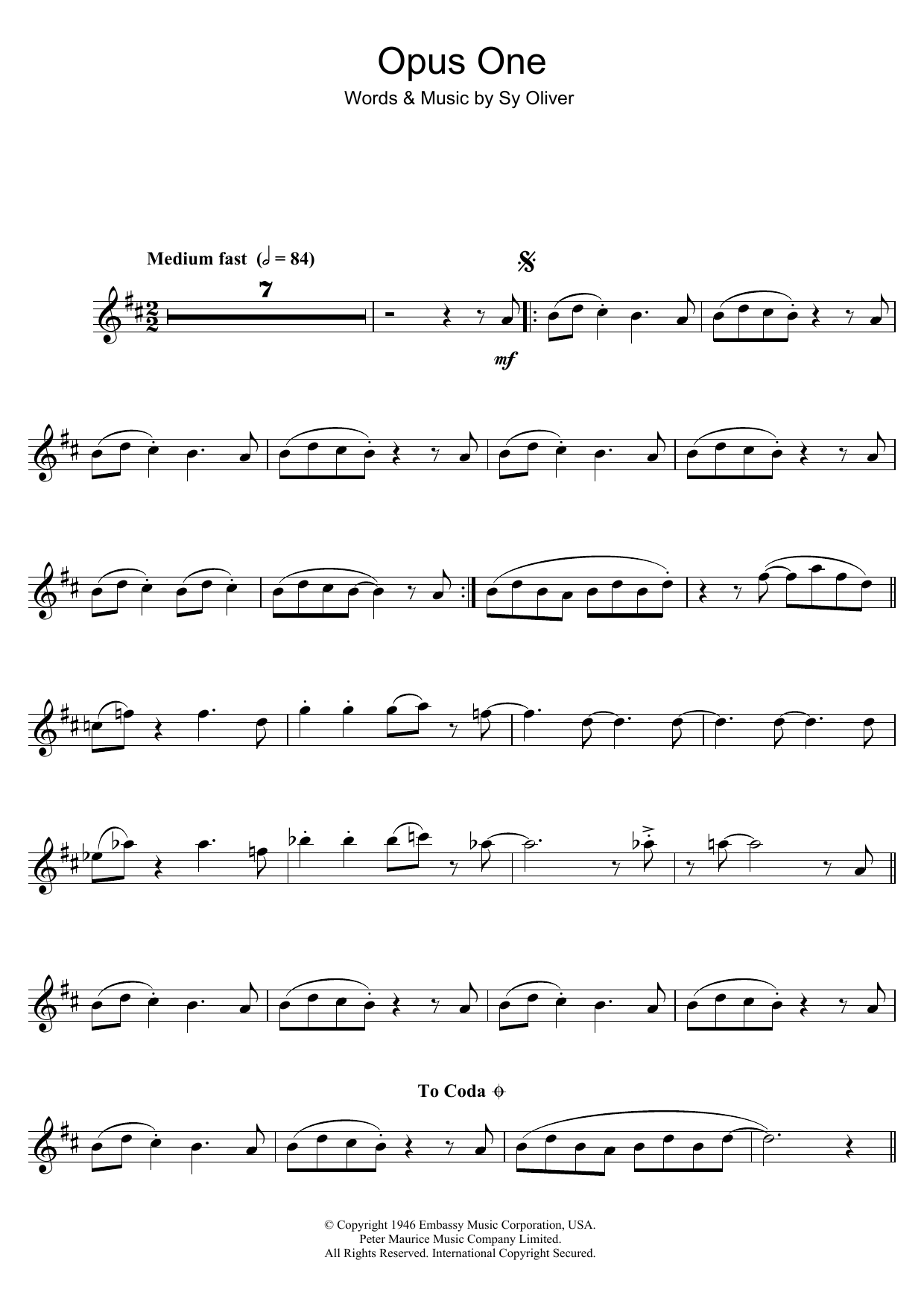 Download Tommy Dorsey Opus One Sheet Music and learn how to play Clarinet PDF digital score in minutes