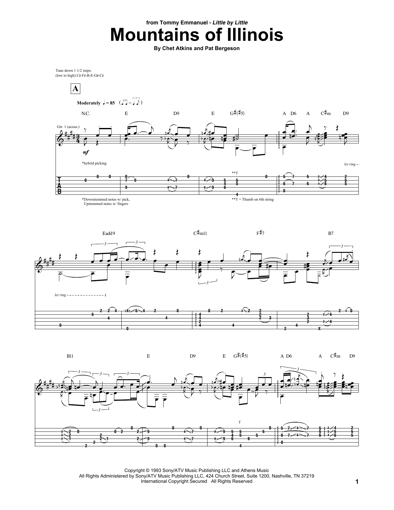 Download Tommy Emmanuel Mountains Of Illinois Sheet Music and learn how to play Guitar Tab PDF digital score in minutes