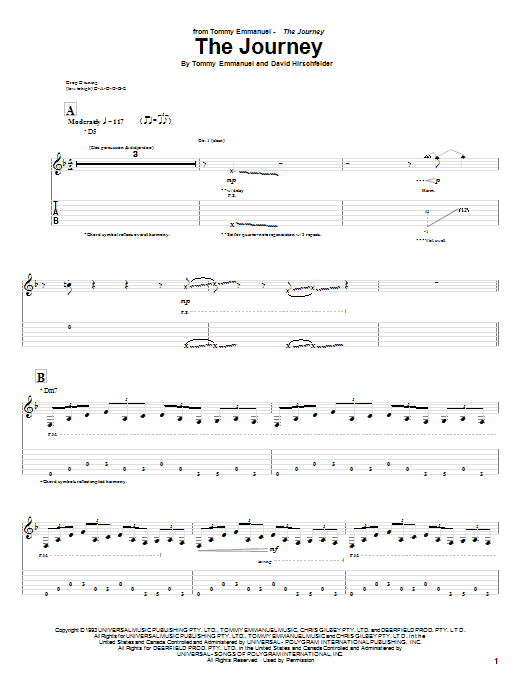 Download Tommy Emmanuel The Journey Sheet Music and learn how to play Guitar Tab PDF digital score in minutes
