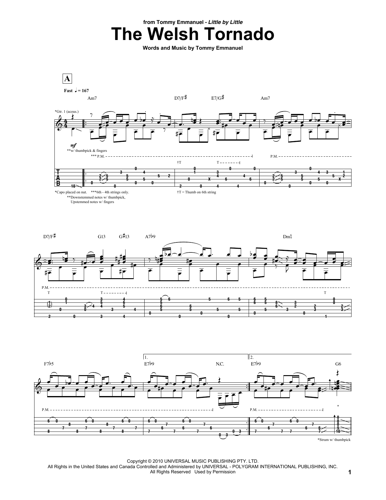 Download Tommy Emmanuel The Welsh Tornado Sheet Music and learn how to play Guitar Tab PDF digital score in minutes