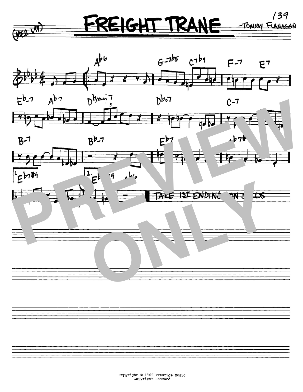 Download Tommy Flanagan Freight Trane Sheet Music and learn how to play Piano Transcription PDF digital score in minutes