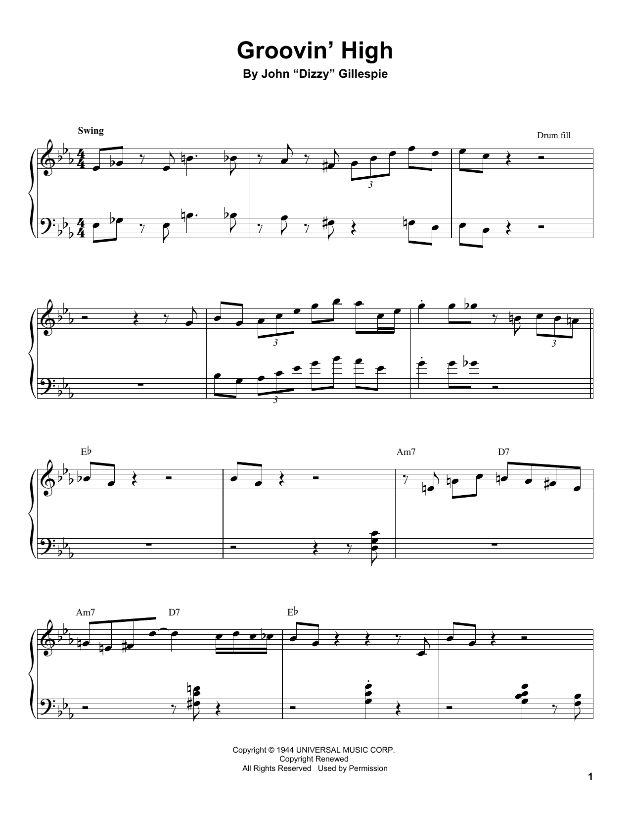 Download Tommy Flanagan Groovin' High Sheet Music and learn how to play Piano Transcription PDF digital score in minutes