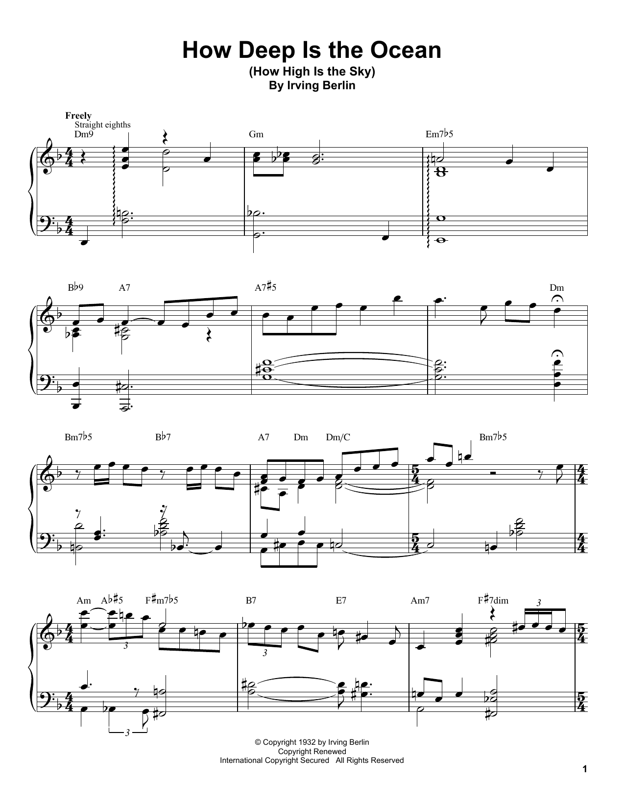 Download Tommy Flanagan How Deep Is The Ocean (How High Is The Sky) Sheet Music and learn how to play Piano Transcription PDF digital score in minutes