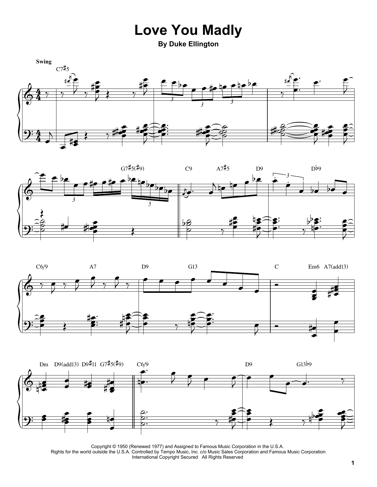 Download Tommy Flanagan Love You Madly Sheet Music and learn how to play Piano Transcription PDF digital score in minutes