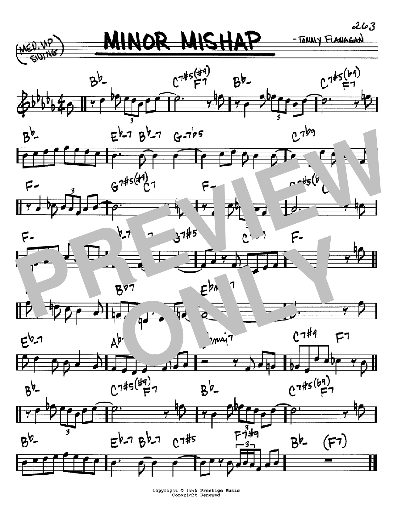 Download Tommy Flanagan Minor Mishap Sheet Music and learn how to play Real Book - Melody & Chords - C Instruments PDF digital score in minutes