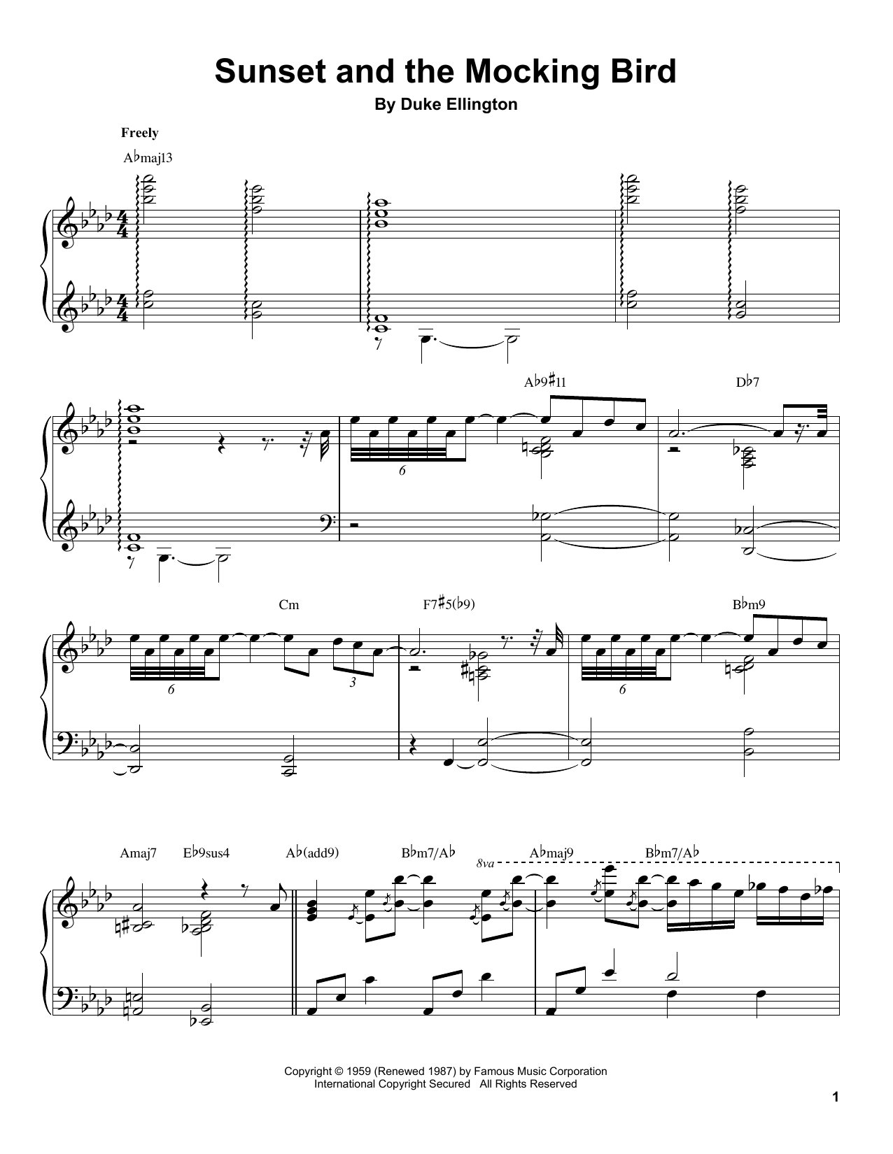 Download Tommy Flanagan Sunset And The Mocking Bird Sheet Music and learn how to play Piano Transcription PDF digital score in minutes