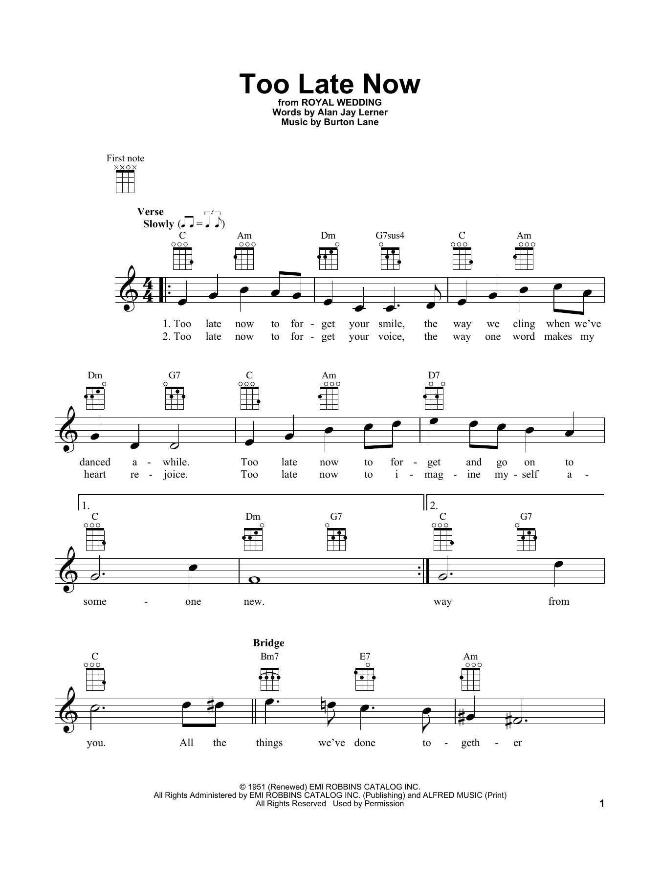 Download Tommy Flanagan Too Late Now Sheet Music and learn how to play Ukulele PDF digital score in minutes