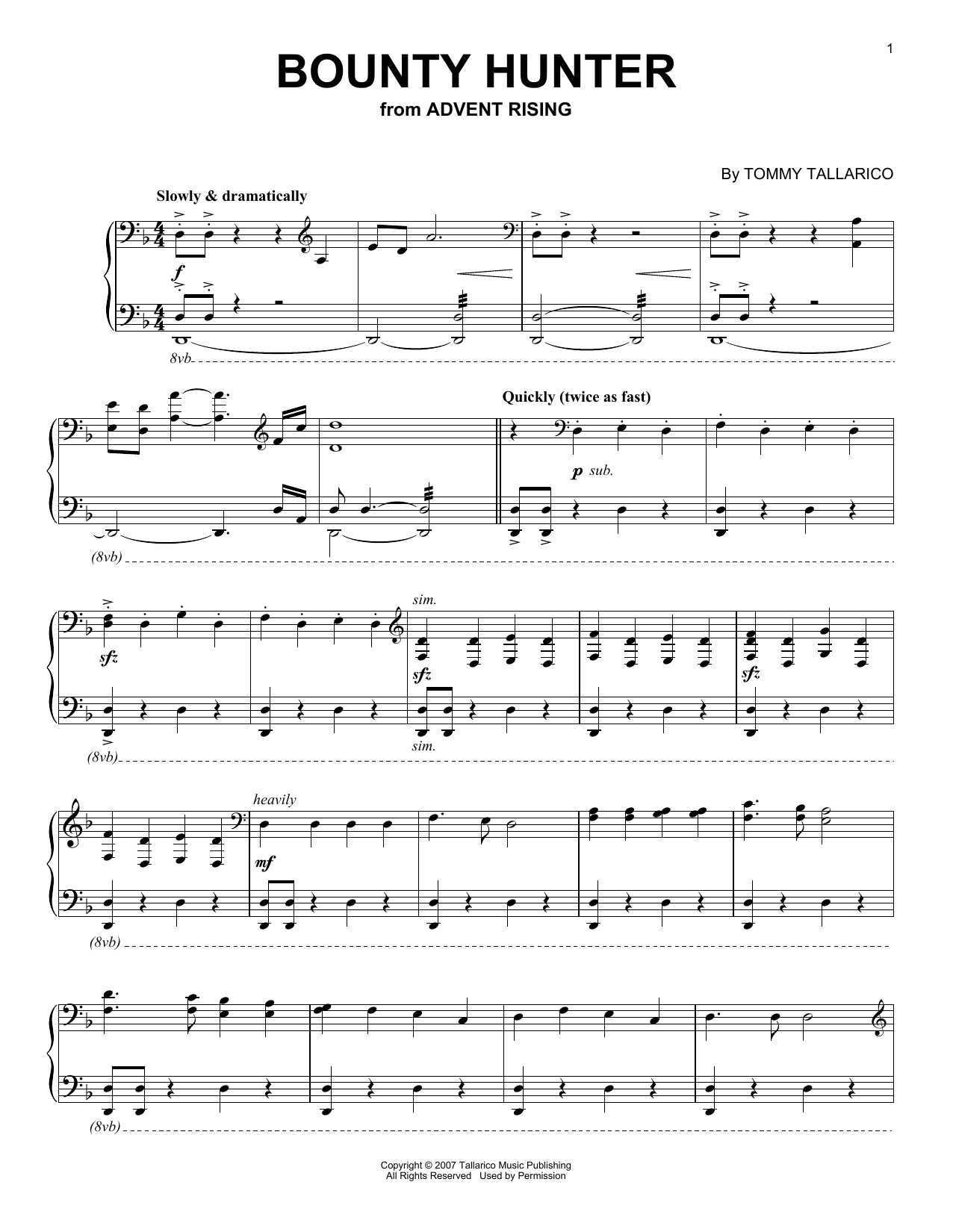 Download Tommy Tallarico Bounty Hunter Sheet Music and learn how to play Piano Solo PDF digital score in minutes
