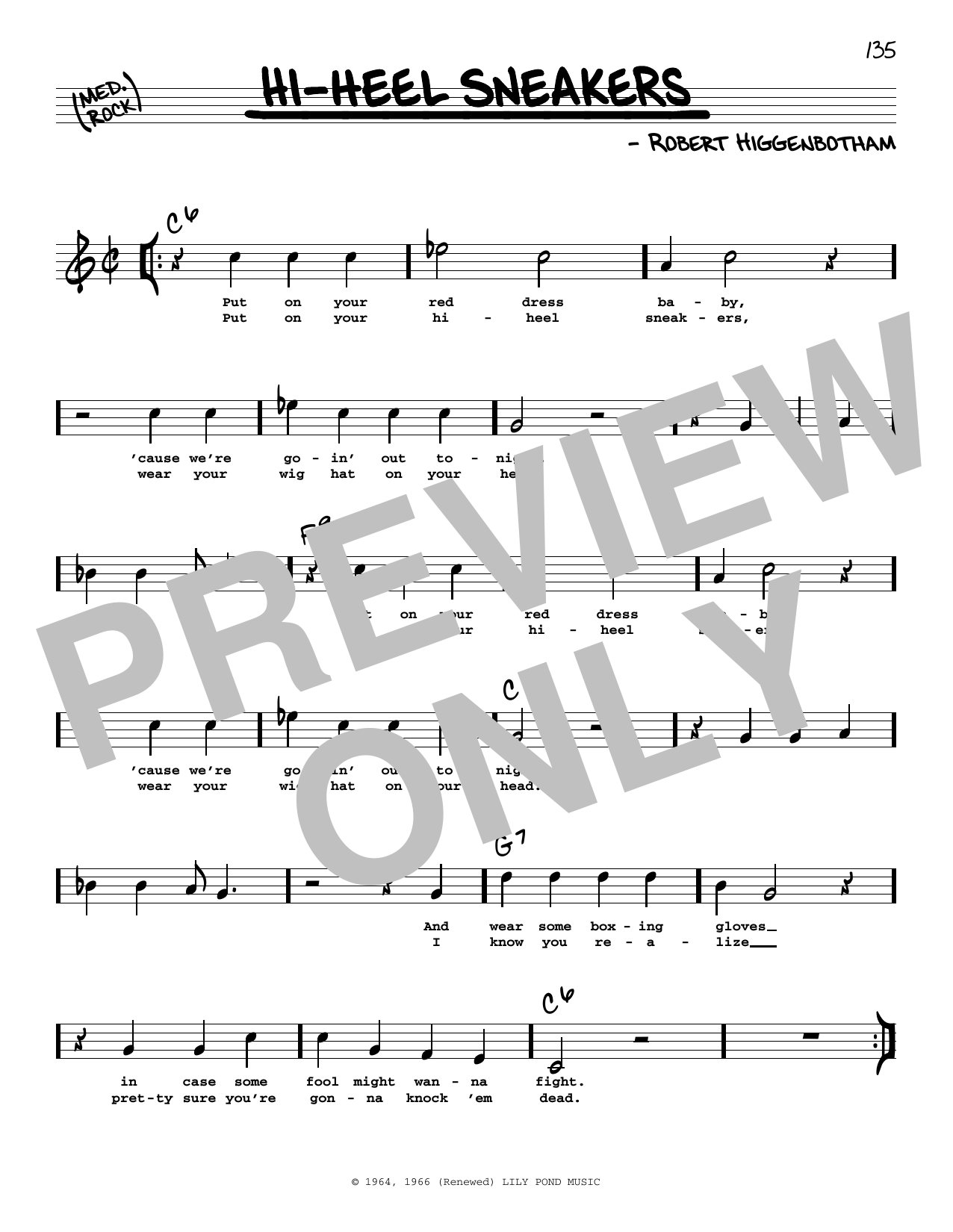 Download Tommy Tucker Hi-Heel Sneakers (High Voice) Sheet Music and learn how to play Real Book – Melody, Lyrics & Chords PDF digital score in minutes