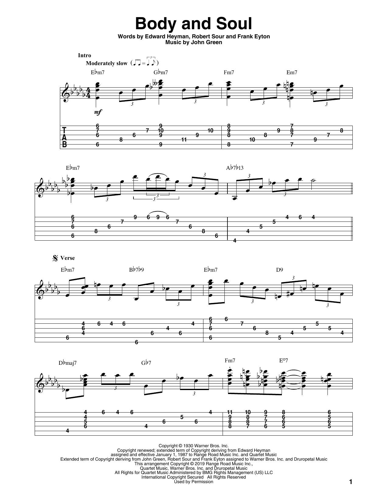 Download Tony Bennett & Amy Winehouse Body And Soul (arr. Bill LaFleur) Sheet Music and learn how to play Solo Guitar PDF digital score in minutes