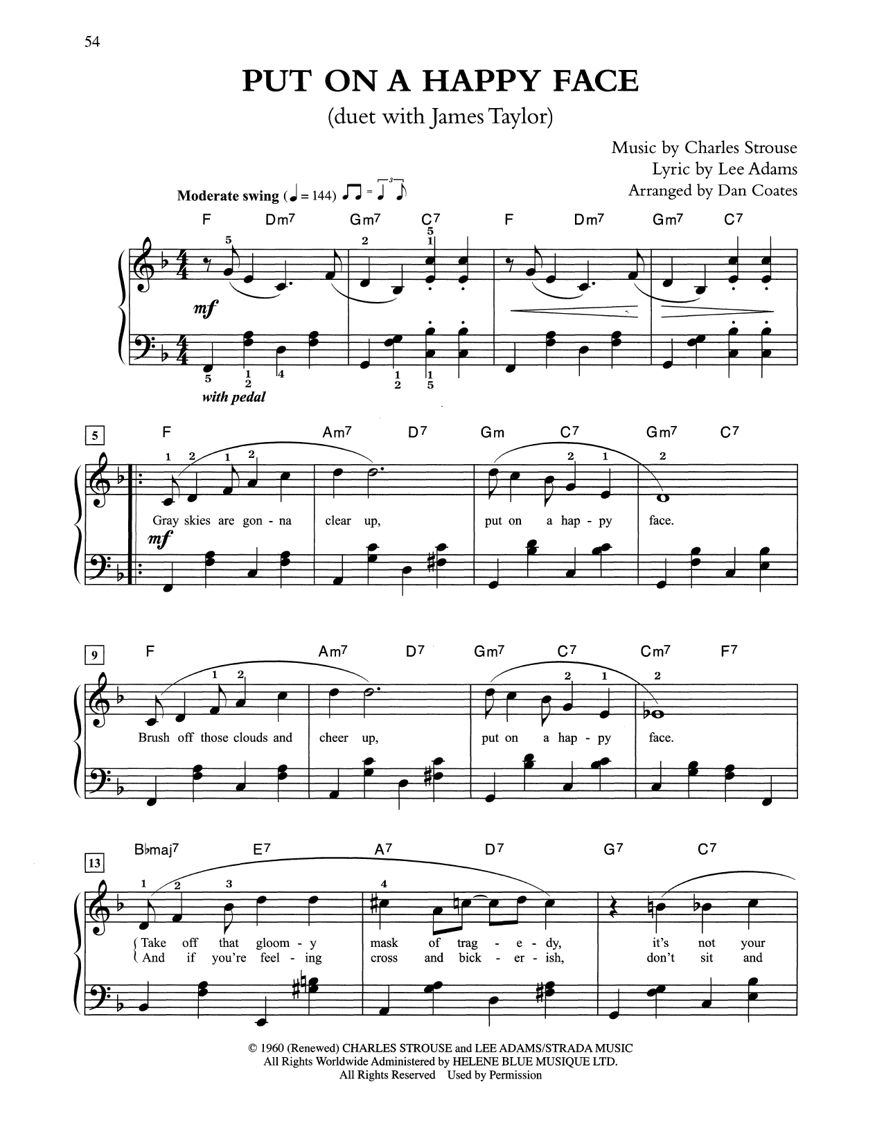 Download Tony Bennett & James Taylor Put On A Happy Face (arr. Dan Coates) Sheet Music and learn how to play Easy Piano PDF digital score in minutes