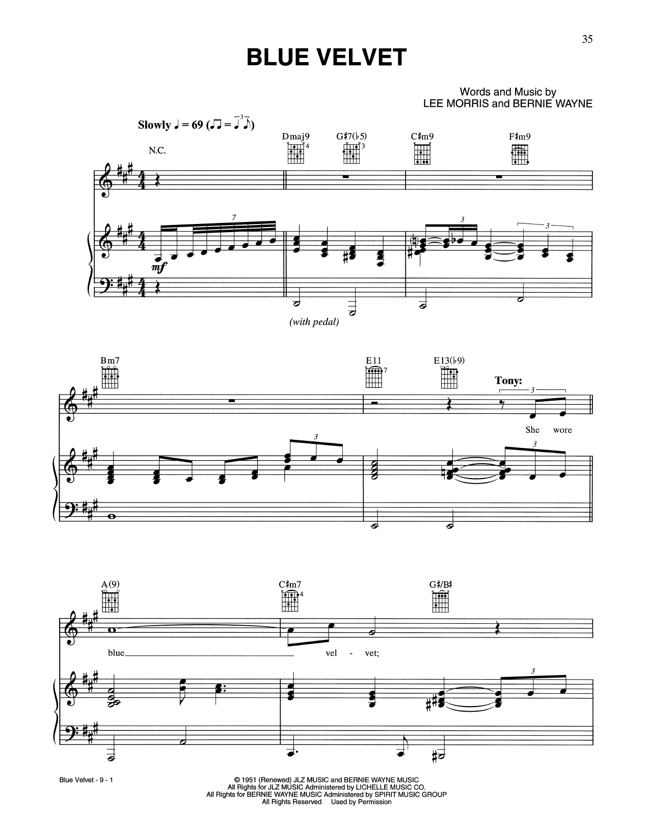 Download Tony Bennett & k.d. lang Blue Velvet Sheet Music and learn how to play Piano, Vocal & Guitar Chords (Right-Hand Melody) PDF digital score in minutes