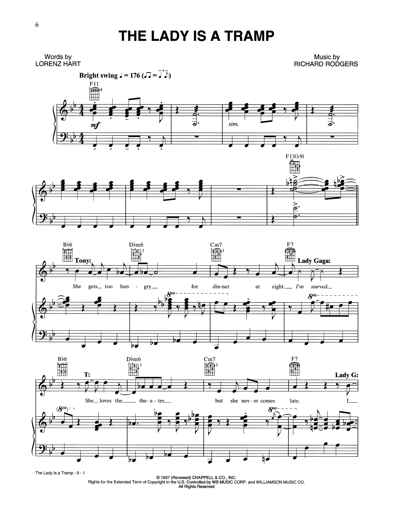 Download Tony Bennett & Lady Gaga The Lady Is A Tramp Sheet Music and learn how to play Piano, Vocal & Guitar Chords (Right-Hand Melody) PDF digital score in minutes