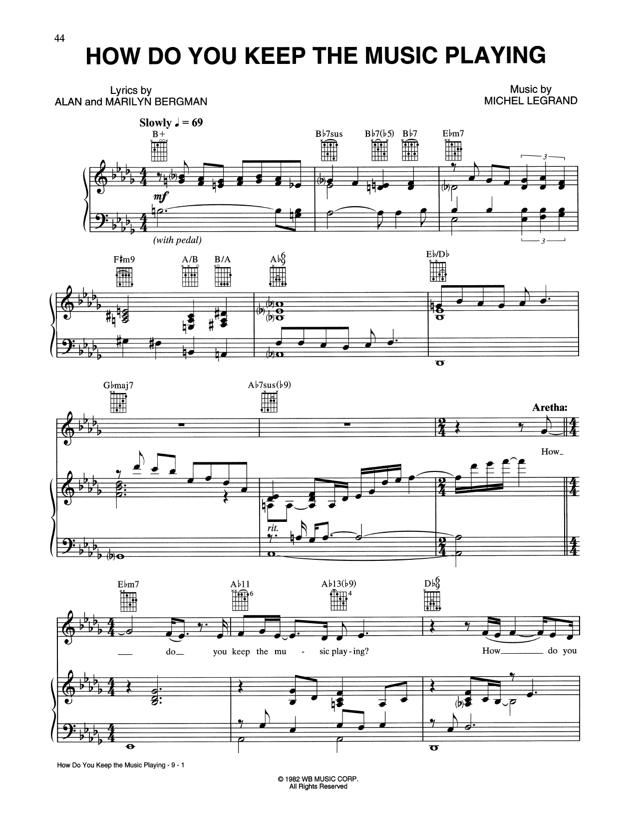 Download Tony Bennett and Aretha Franklin How Do You Keep The Music Playing? (from Best Friends) Sheet Music and learn how to play Piano, Vocal & Guitar Chords PDF digital score in minutes