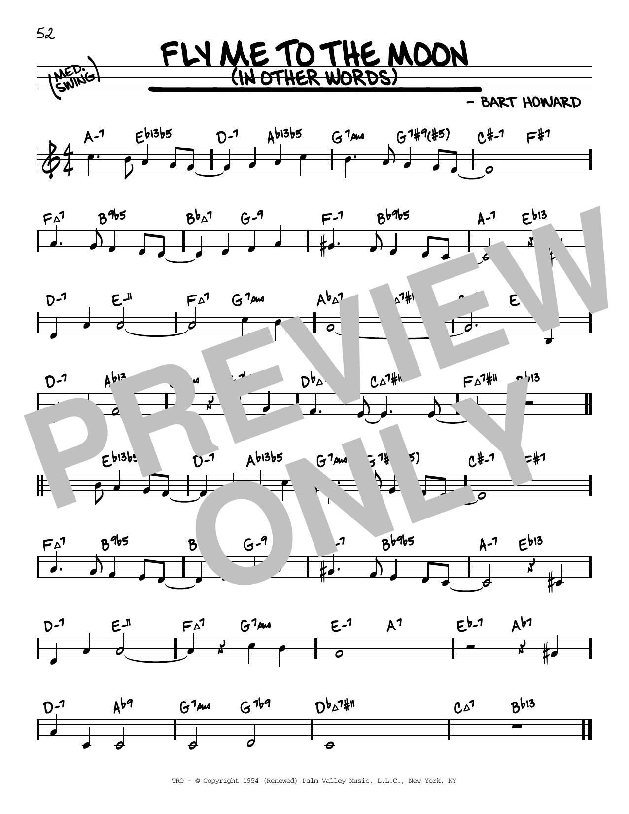 Download Tony Bennett Fly Me To The Moon (In Other Words) (arr. David Hazeltine) Sheet Music and learn how to play Real Book – Enhanced Chords PDF digital score in minutes