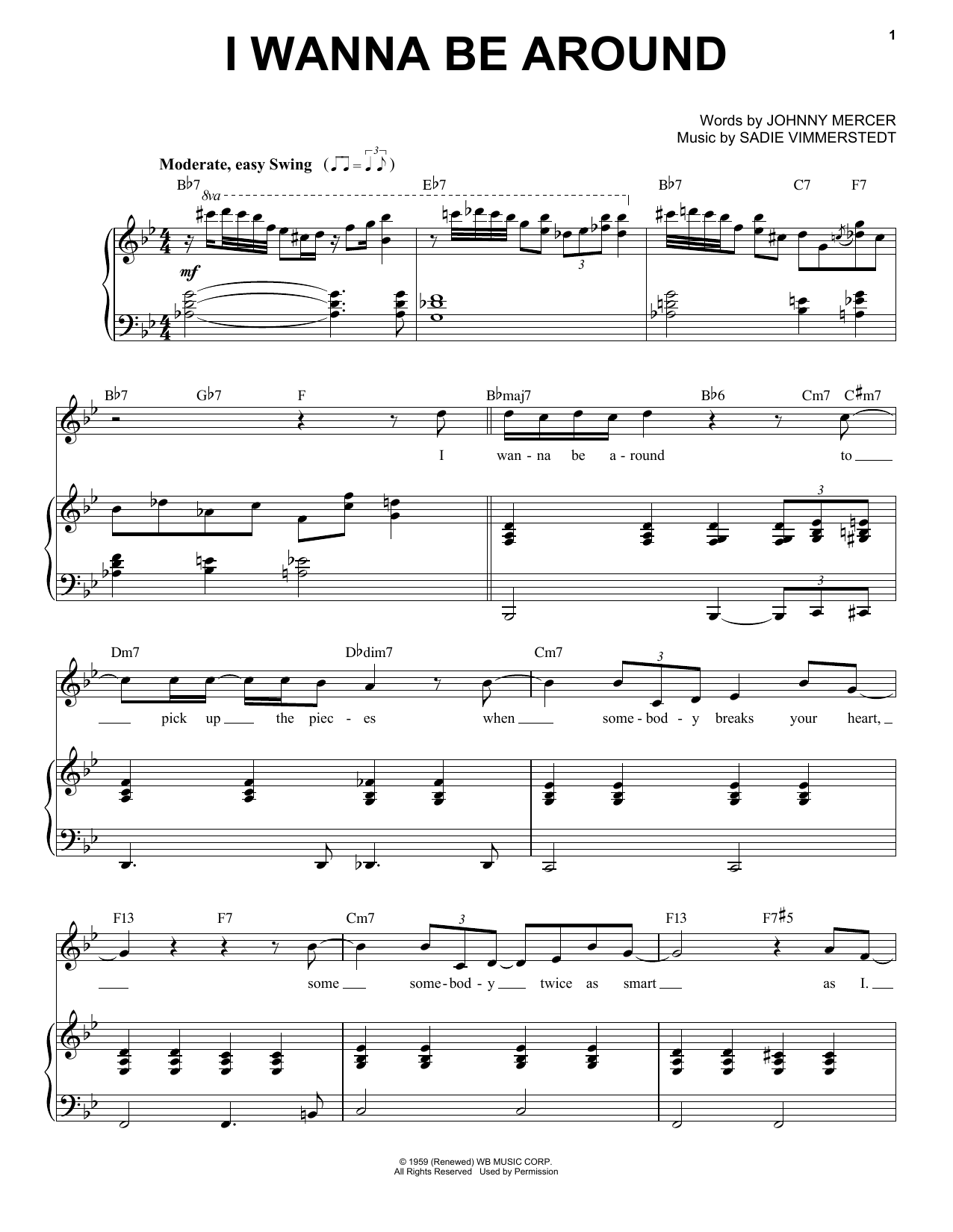 Download Tony Bennett I Wanna Be Around Sheet Music and learn how to play Piano & Vocal PDF digital score in minutes