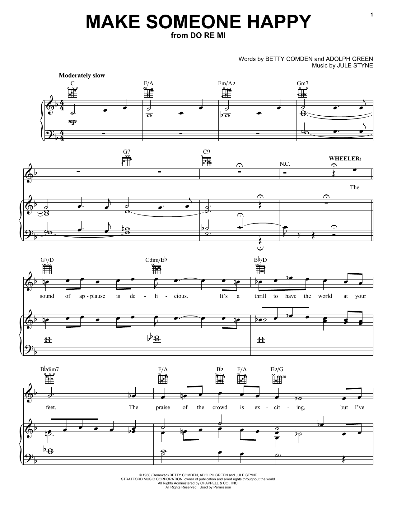 Download Tony Bennett Make Someone Happy Sheet Music and learn how to play Piano, Vocal & Guitar (Right-Hand Melody) PDF digital score in minutes