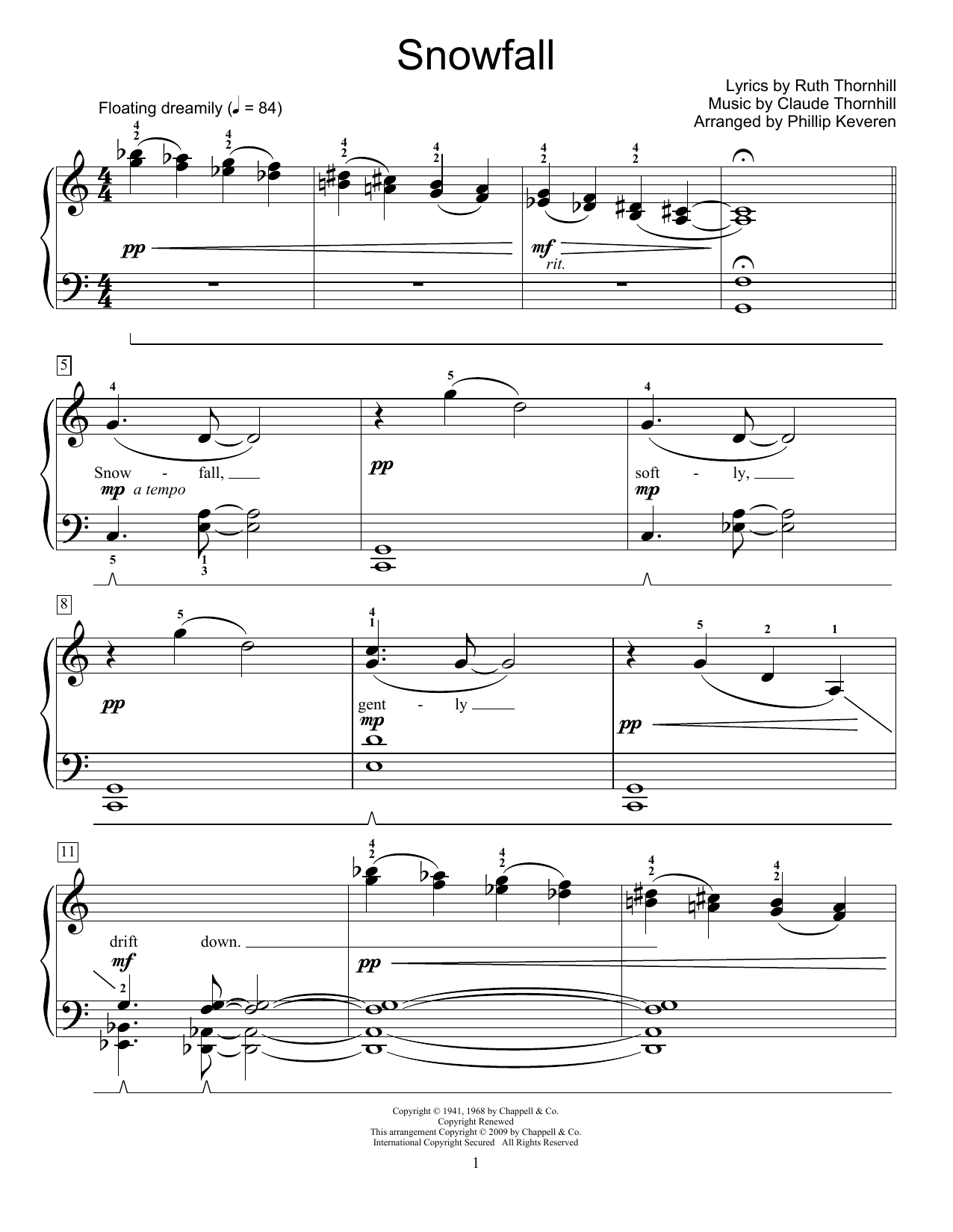 Download Tony Bennett Snowfall Sheet Music and learn how to play Piano (Big Notes) PDF digital score in minutes