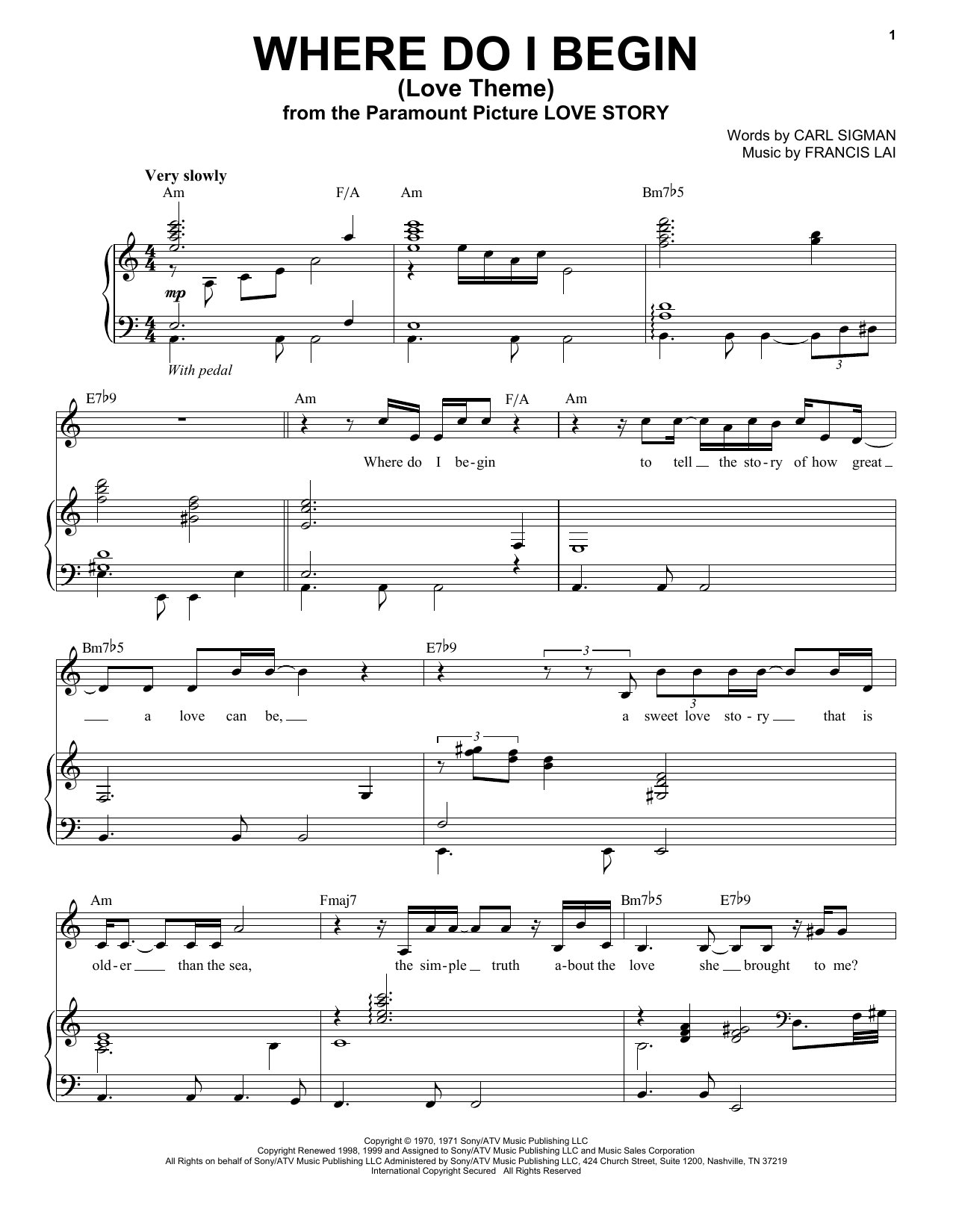 Download Tony Bennett Where Do I Begin (Love Theme) Sheet Music and learn how to play Piano & Vocal PDF digital score in minutes