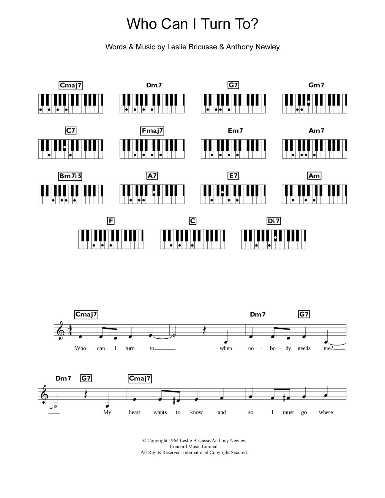 Download Tony Bennett Who Can I Turn To? Sheet Music and learn how to play Keyboard PDF digital score in minutes