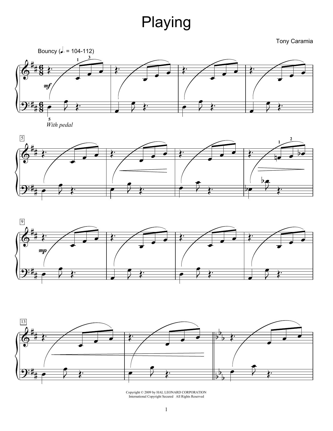 Download Tony Caramia Playing Sheet Music and learn how to play Piano PDF digital score in minutes