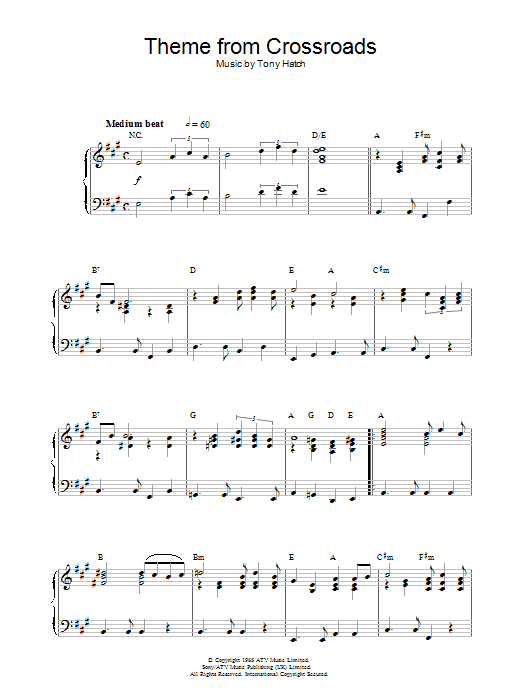Tony Hatch Theme From Crossroads Sheet Music And Chords Download 3 Page Printable Pdf Piano 5058