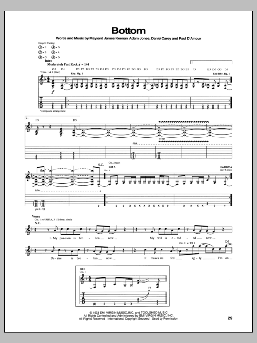 Download Tool Bottom Sheet Music and learn how to play Guitar Tab PDF digital score in minutes