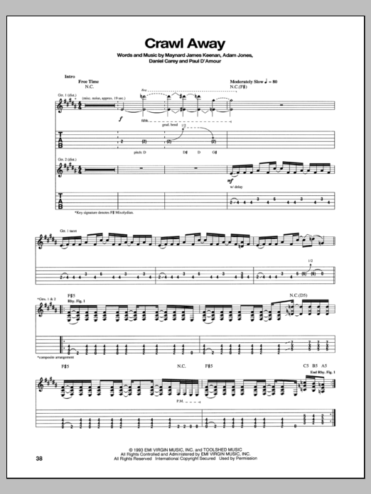 Download Tool Crawl Away Sheet Music and learn how to play Guitar Tab PDF digital score in minutes