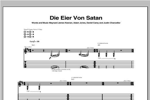 Download Tool Die Eier Von Satan Sheet Music and learn how to play Guitar Tab PDF digital score in minutes