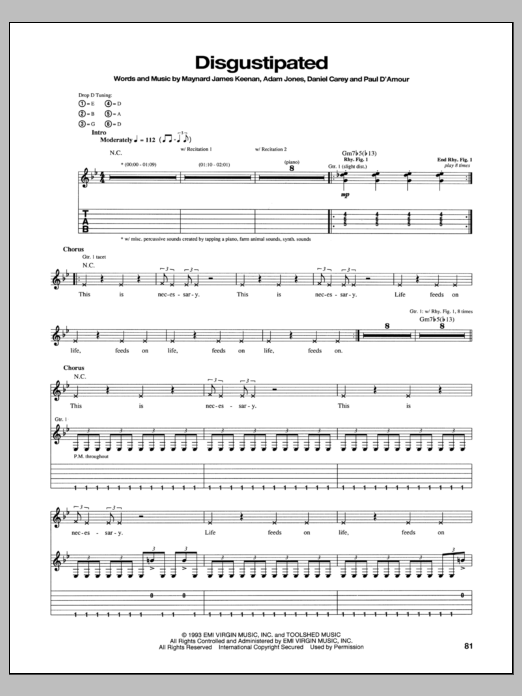 Download Tool Disgustipated Sheet Music and learn how to play Guitar Tab PDF digital score in minutes