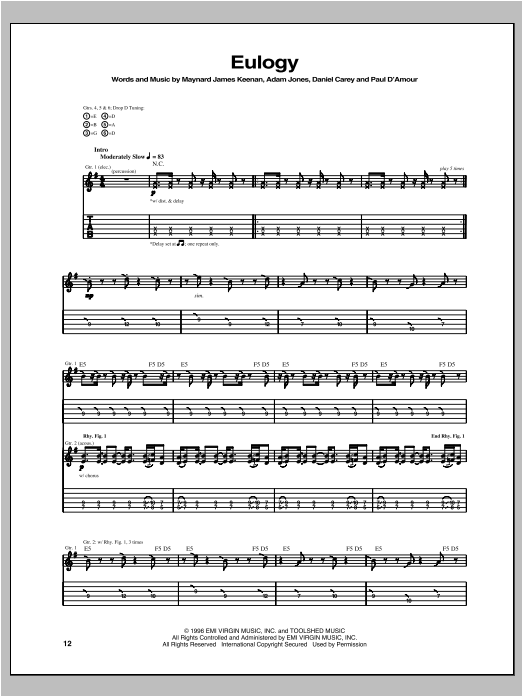 Download Tool Eulogy Sheet Music and learn how to play Guitar Tab PDF digital score in minutes