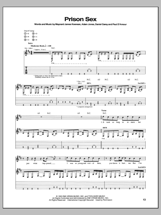 Download Tool Prison Sex Sheet Music and learn how to play Guitar Tab PDF digital score in minutes