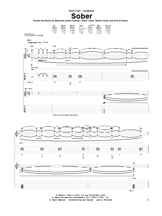 Download Tool Sober Sheet Music and learn how to play Easy Guitar PDF digital score in minutes