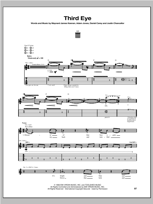 Download Tool Third Eye Sheet Music and learn how to play Guitar Tab PDF digital score in minutes