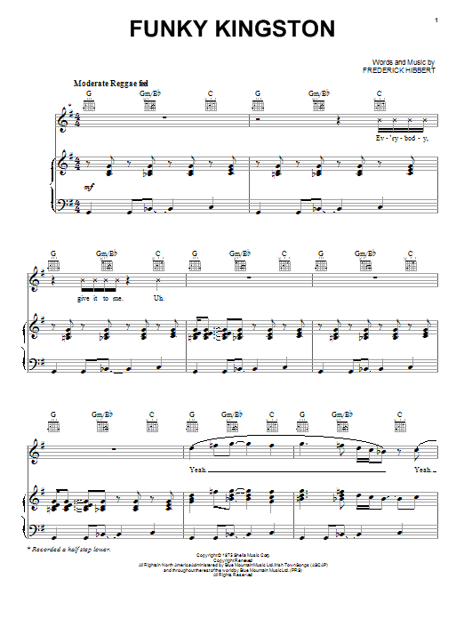 Download Toots & The Maytals Funky Kingston Sheet Music and learn how to play Piano, Vocal & Guitar (Right-Hand Melody) PDF digital score in minutes