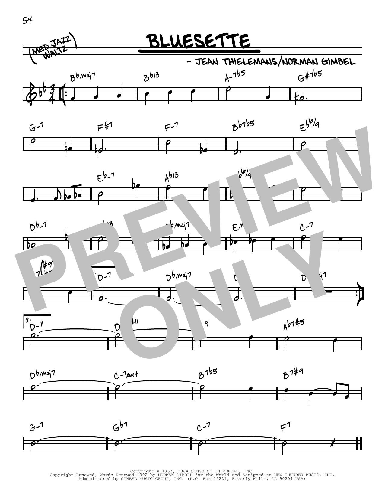 Download Toots Thielmans Bluesette [Reharmonized version] (arr. Jack Grassel) Sheet Music and learn how to play Real Book – Melody & Chords PDF digital score in minutes